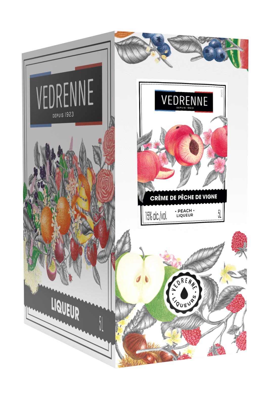 Vedrenne Pêche de Vigne Liqueur 15% 5L Drum