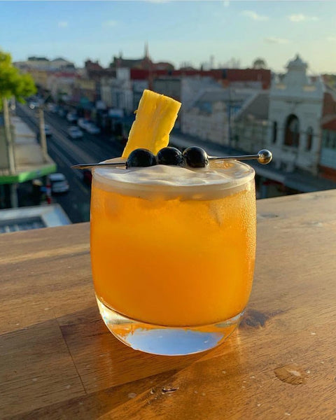 'Three Dots and a Dash' is Morse code for Victory and is also a great drink. Sweet, spicy and rum heavy.