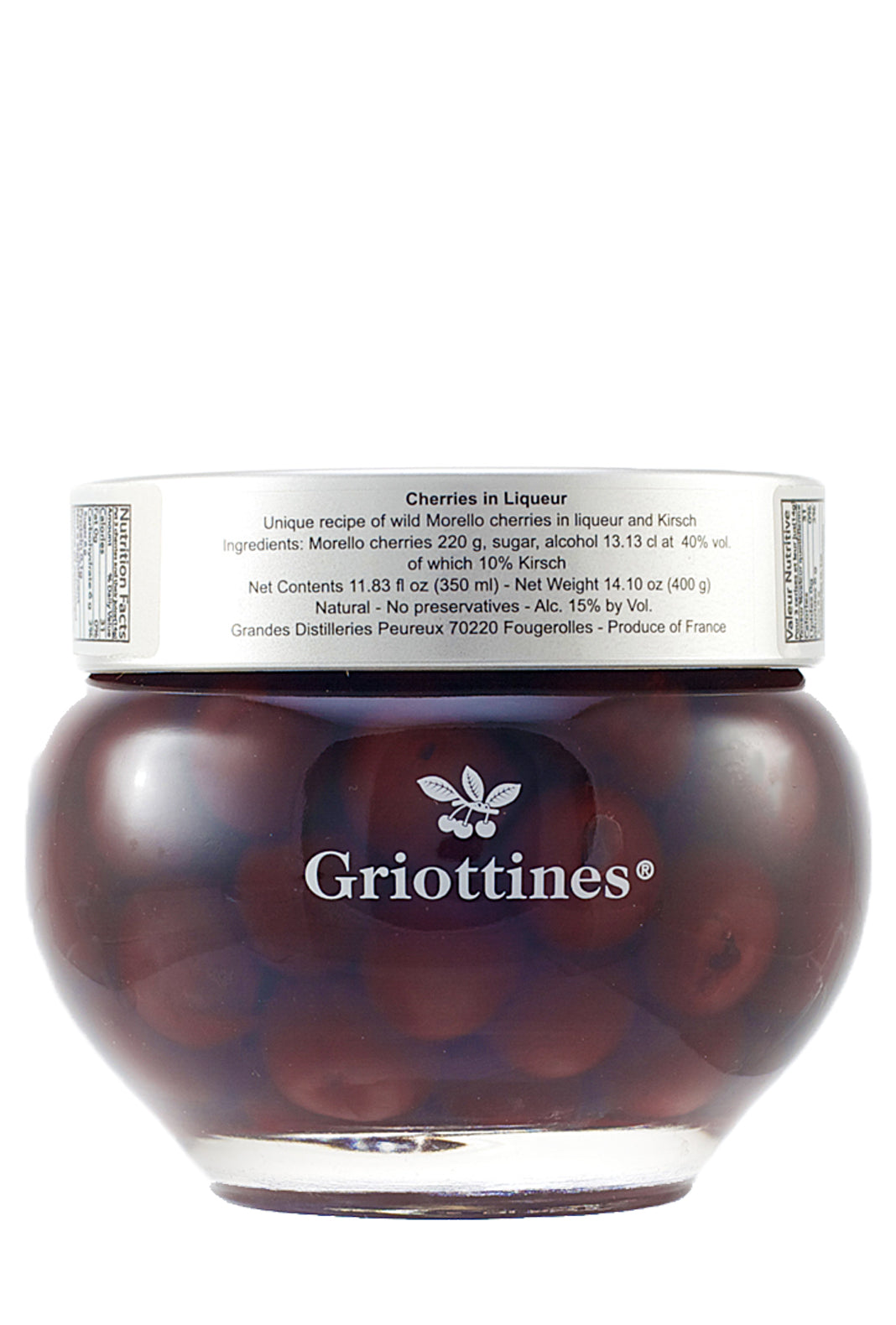 Peureux Griottines Jar (Sour cherries de-stoned in liqueur and kirsch) 15% 350ml Gift box